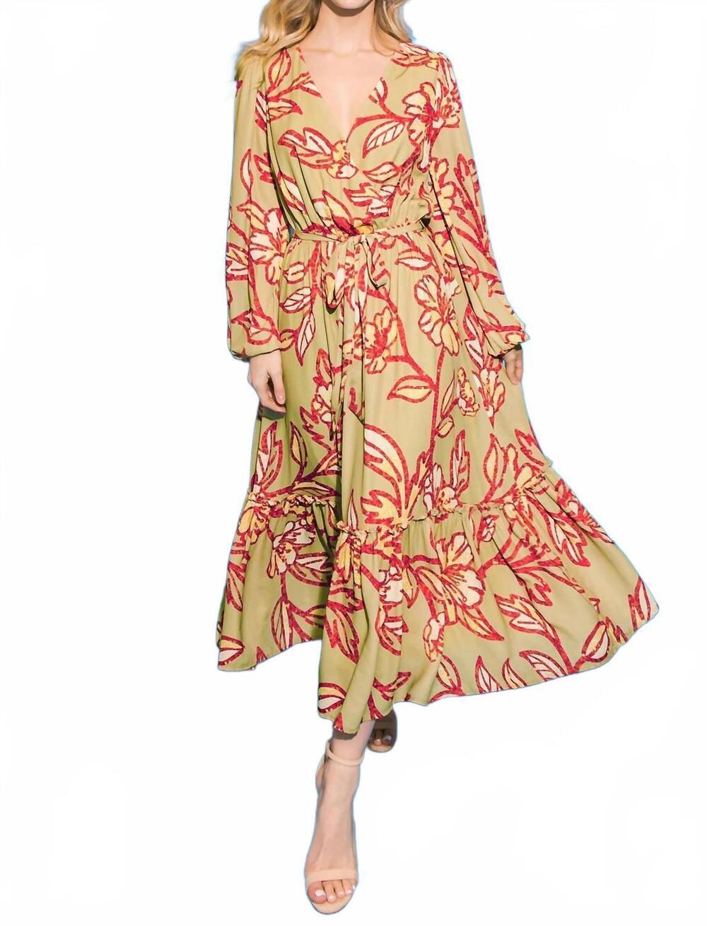 NEW FLYING TOMATO julenne maxi dress in olive